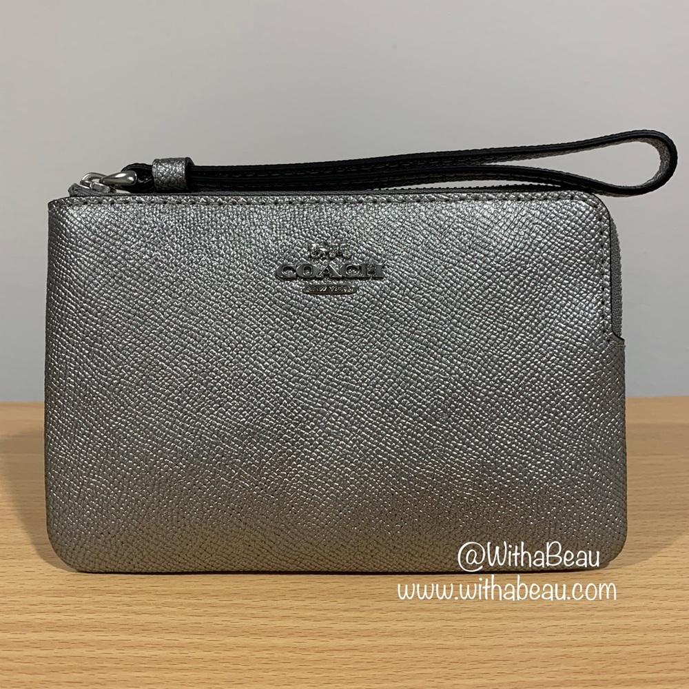 Coach Corner Zip Wristlet - Silver/Metallic Ash (Limited Edition)